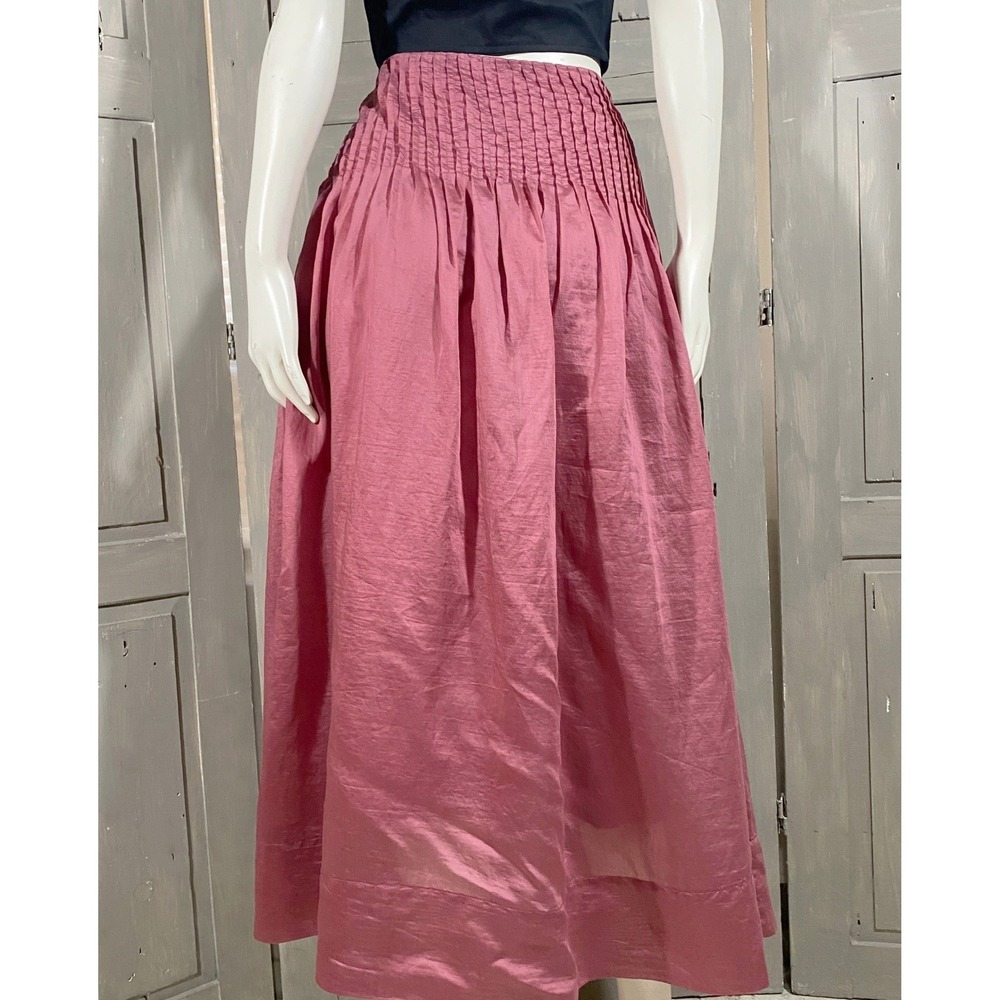 Future Collective Rose Pink Smocked Waist Midi Skirt Size 8 Lined Silky Fairy - Picture 3 of 9
